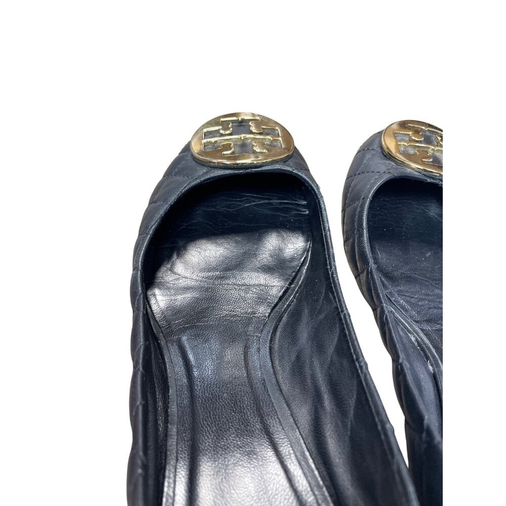 Tory Burch Womans Black Leather quilted  2.5" Slip on heels Sz 6 SKU 9532 - Picture 6 of 14